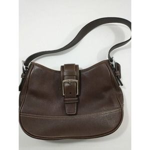 Coach Hampton Bristish Tan Leather Buckle Flap Closure Hobo Bag - Vintage Purse